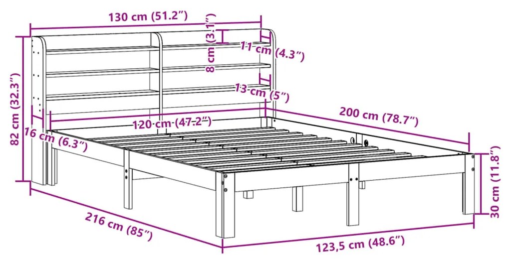 ΣΚΕΛΕΤΟΣ ΚΡΕΒ. ΧΩΡΙΣ ΣΤΡΩΜΑ ΚΑΦΕ ΚΕΡΙΟΥ 120X200 ΕΚ ΜΑΣΙΦ ΠΕΥΚΟ 3306805