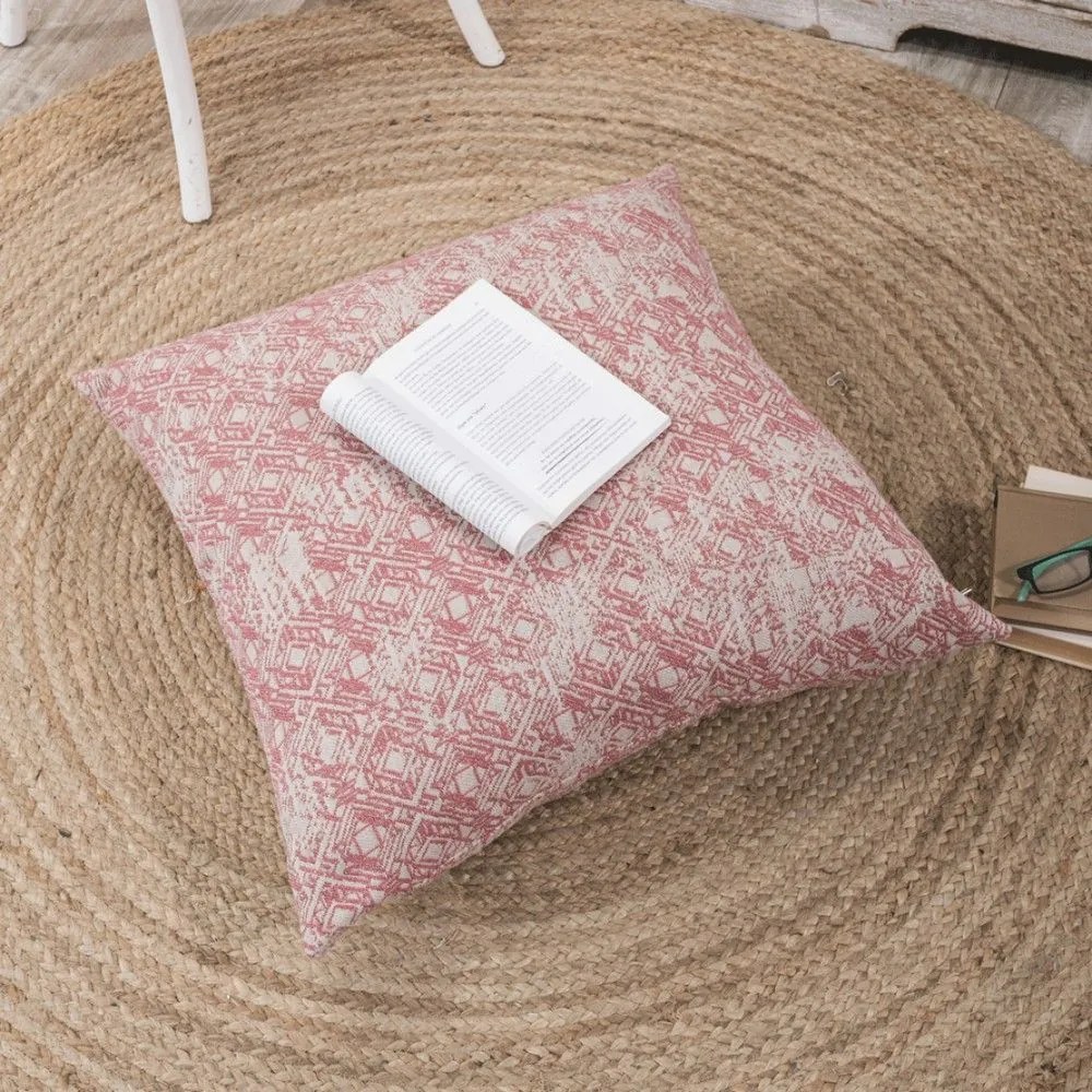 Μαξιλαροθήκη Διακοσμητική Δαπέδου Felicia 06 Pink Teoran 65Χ65 Cotton-Polyester