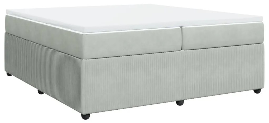 vidaXL Κρεβάτι Boxspring με Στρώμα Ανοιχτό Γκρι 200x200 εκ. Βελούδινο