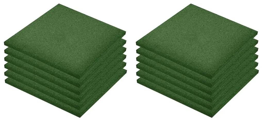 Πλάκες Δαπέδου Ασφαλείας 12 τεμ. Πράσινες 50x50x3 εκ. Καουτσούκ - Πράσινο