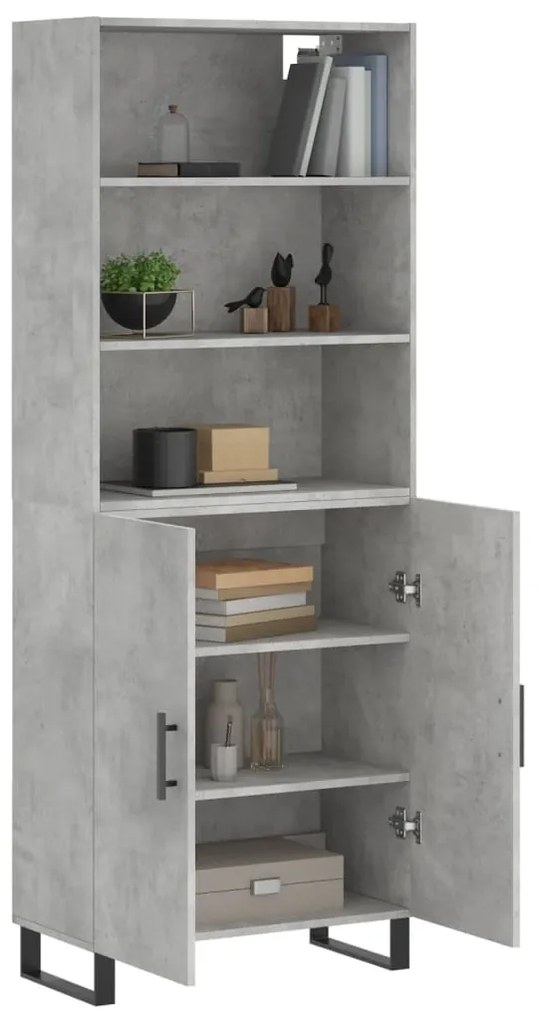vidaXL Ντουλάπι Γκρι Σκυροδέματος 69,5x34x180 εκ. Επεξεργασμένο Ξύλο