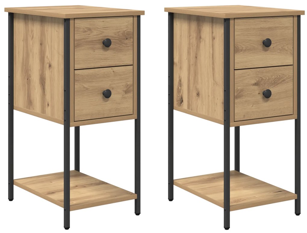 vidaXL Κομοδίνο με συρτάρι 2 pcs artisan δρυς 32 x 42 x 70 εκ