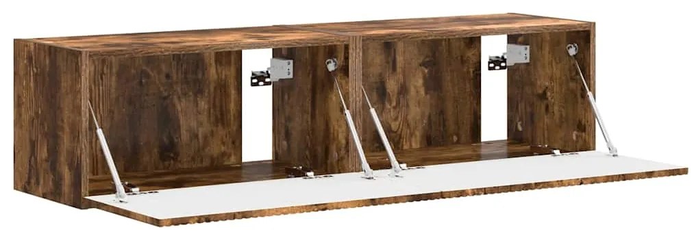 vidaXL Ντουλάπι Τηλεόρασης Τοίχου Επιτοίχιο 2 pcs Καπνιστό Δρύς