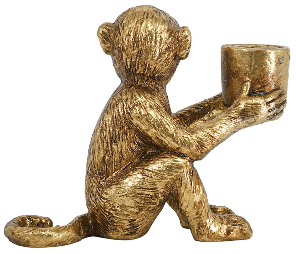 Artekko Animal Monkey Κηροπήγιο Μαϊμού Ρητίνη Χρυσό (15.5x7x12.8)cm