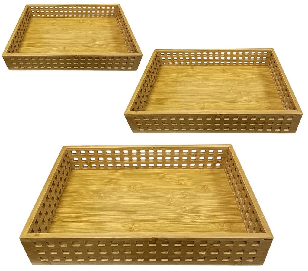 Δίσκος Σερβιρίσματος Σετ 3τμχ Bamboo Natural ESPIEL 46x33x7εκ.-40x28x7εκ.-37x25x7εκ. DWMA1001