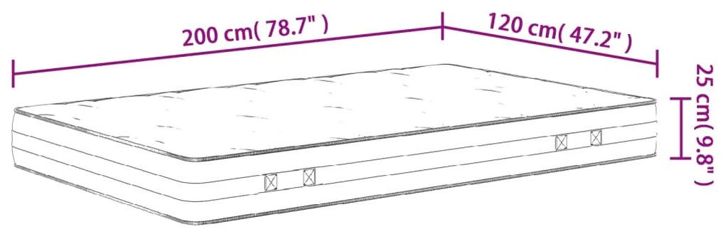 Στρώμα με Pocket Springs Μεσαία Σκληρότητα 120x200 εκ. - Λευκό