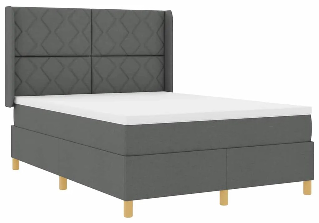 vidaXL Κρεβάτι με ελατήρια με στρώμα Γκρι 140 x 200 cm ύφασμα