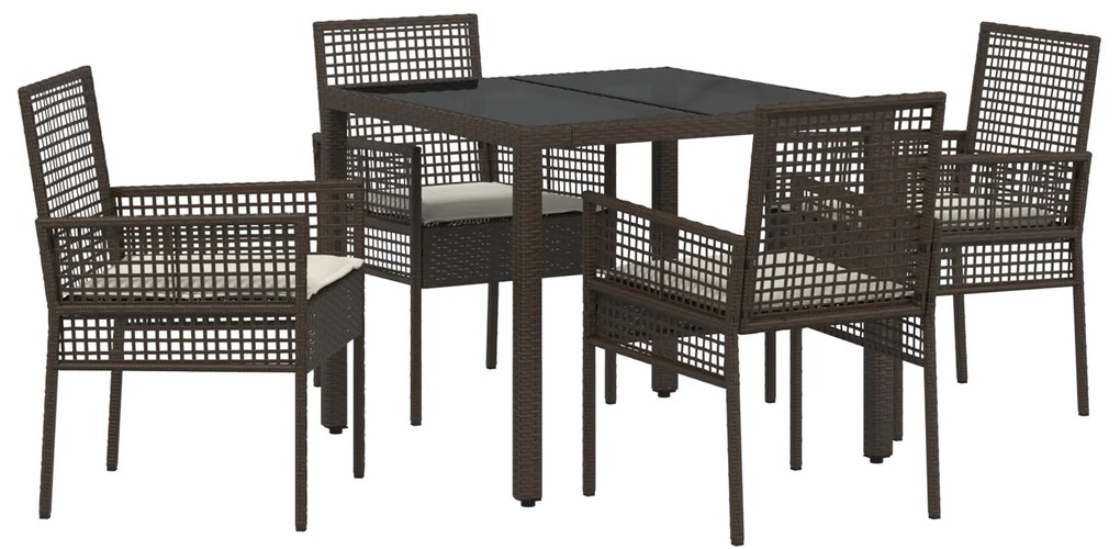 vidaXL Σέτ φαγητού για κήπο 5 pcs Καφέ 90 x 90 x 75 cm