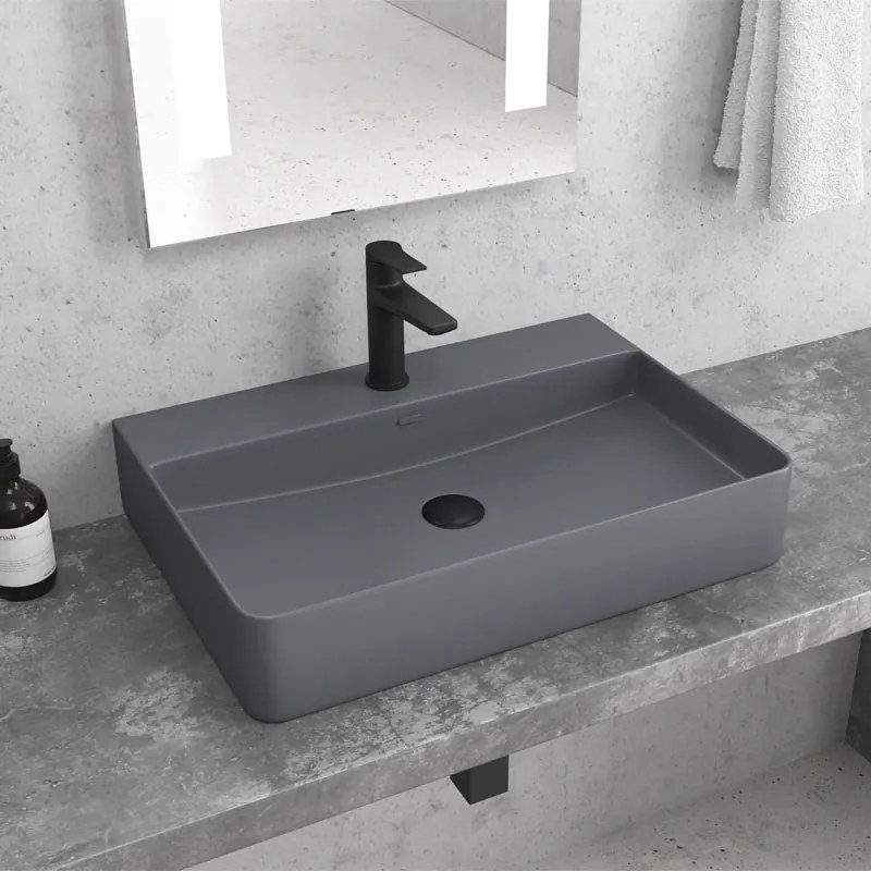 Νιπτήρας επικαθήμενος γκρι ματ LT 2173 KARAG 50x42x12cm - LT2173-SMDG - LT2173-SMDG