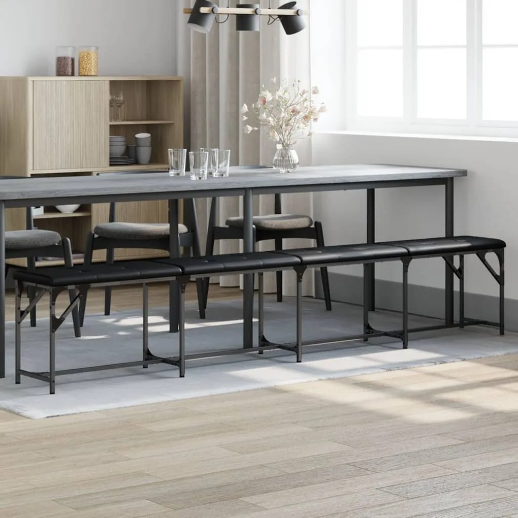 Πάγκος Τραπεζαρίας Μαύρος 248x32x45 εκ. Ατσάλι/Συνθετικό Δέρμα