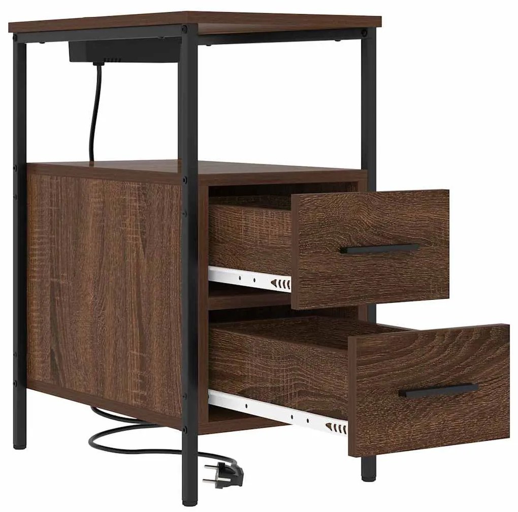 vidaXL Κομοδίνο 2 pcs Καφέ δρυς 30 x 48 x 61 εκ Επεξεργασμένο ξύλο