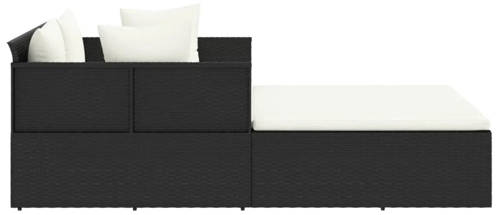 vidaXL Ξαπλώστρα Μαύρη 182 x 118 x 63 εκ. Συνθετικό Ρατάν με Μαξιλάρια