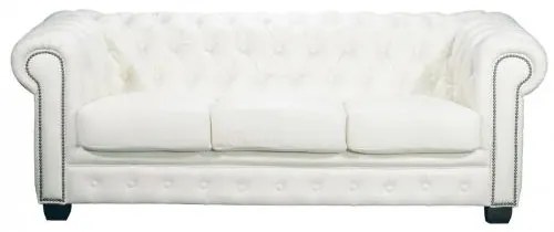 CHESTERFIELD 689 3-θέσιος καναπές Δέρμα Άσπρο 201x92x72cm Ε9574,31