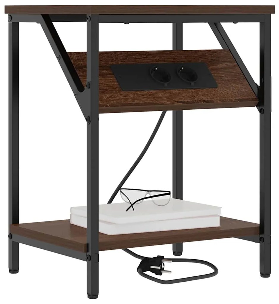 vidaXL Κομοδίνο Καφέ δρυς 38 x 30 x 48 εκ. Επεξεργασμένο ξύλο