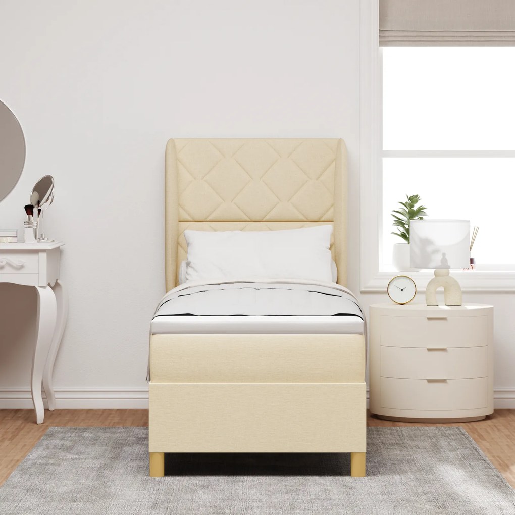 vidaXL Κρεβάτι Box Spring  με στρώμα Κρεμ 80x200 εκ. Υφασμάτινο