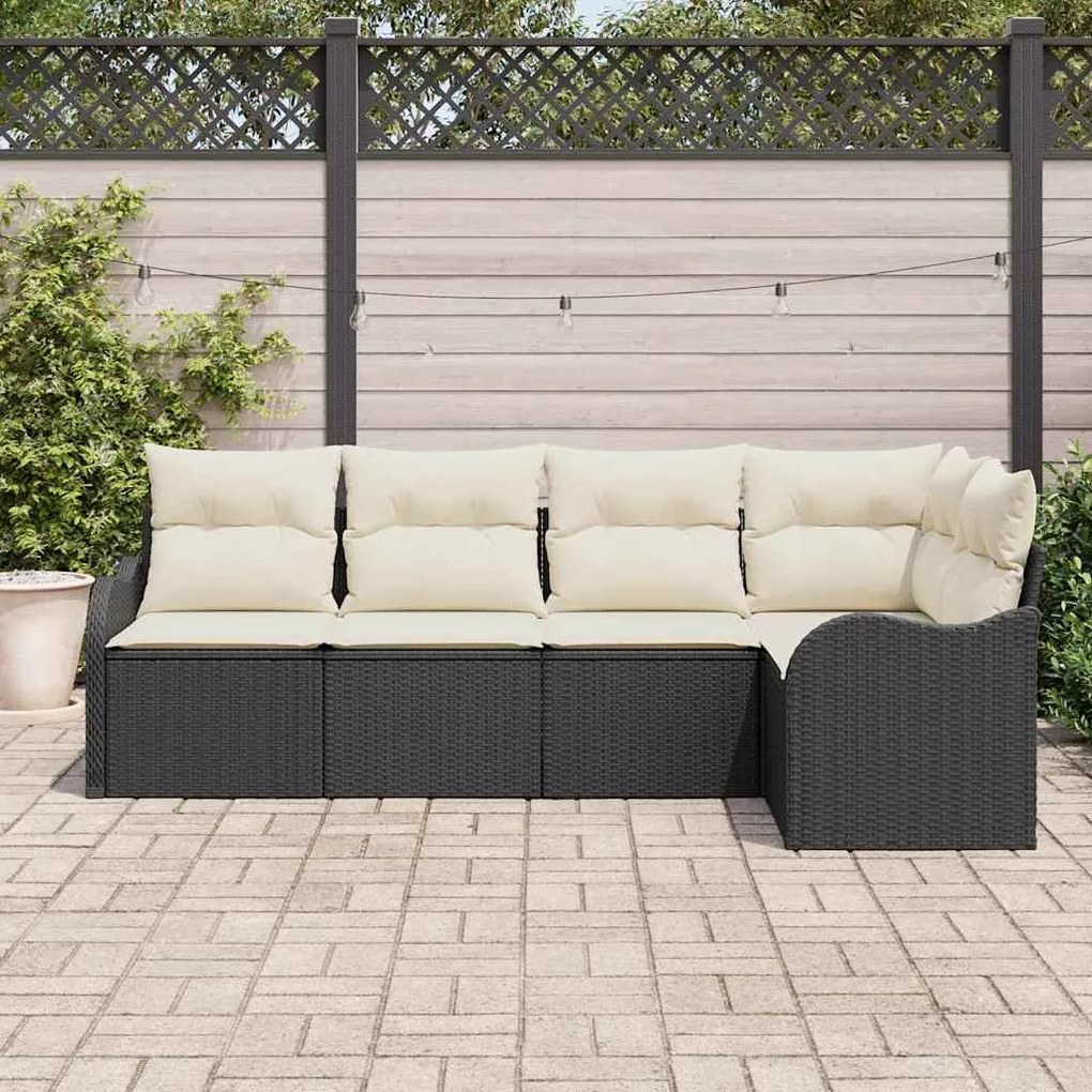 vidaXL Σετ Καναπέ Κήπου με μαξιλάρι 5 pcs Μαύρο Πολυ ράταν