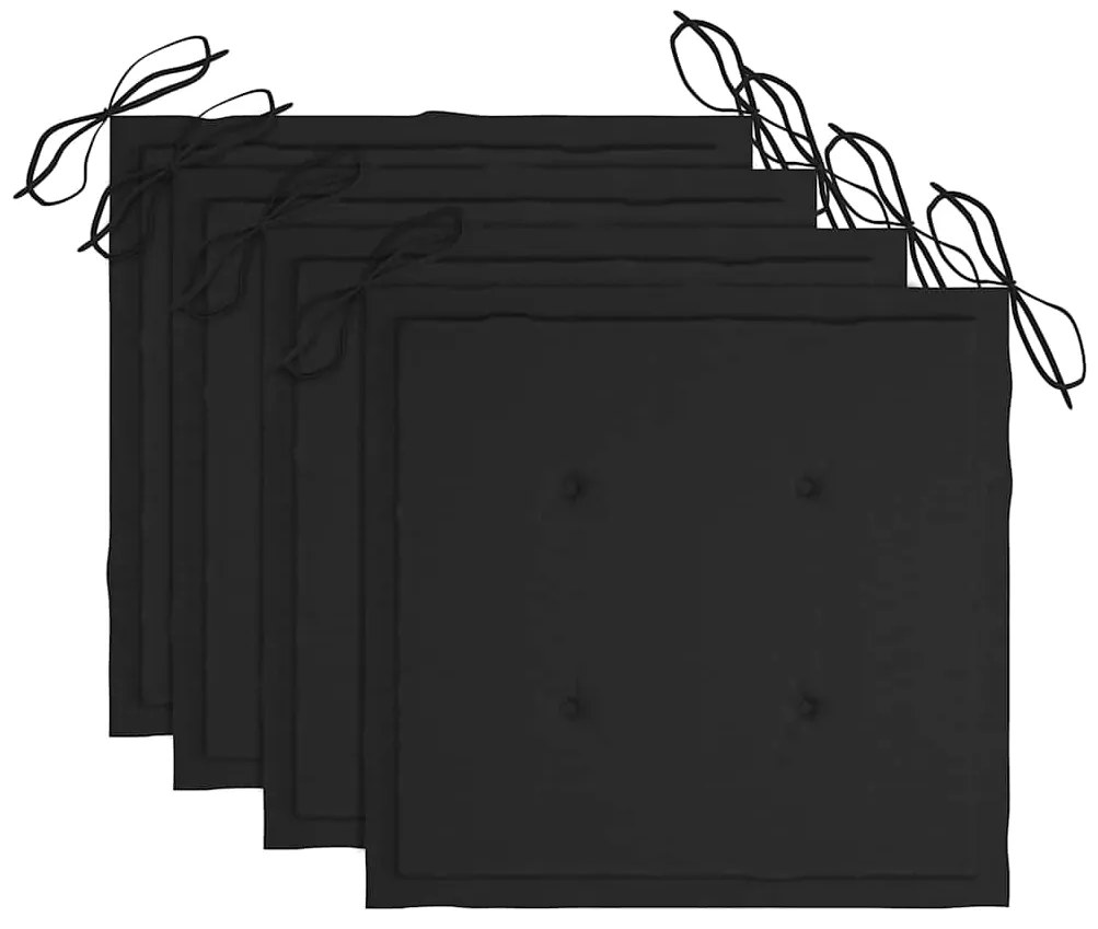 vidaXL Καρέκλες Κήπου Στοιβαζόμενες 4 τεμ. Μασίφ Ξύλο Teak & Μαξιλάρια