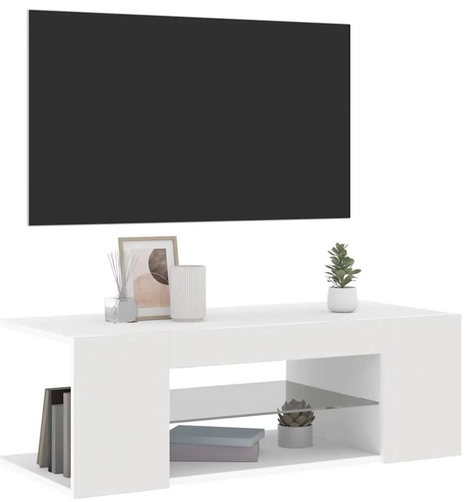 vidaXL Έπιπλο Τηλεόρασης με LED Λευκό 90x39x30 εκ.