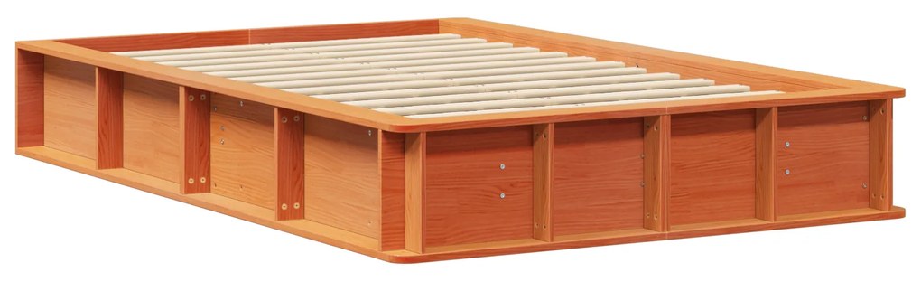vidaXL Σκελετός Κρεβατιού Καφέ κεριού 140 x 200 cm Μασίφ ξύλο