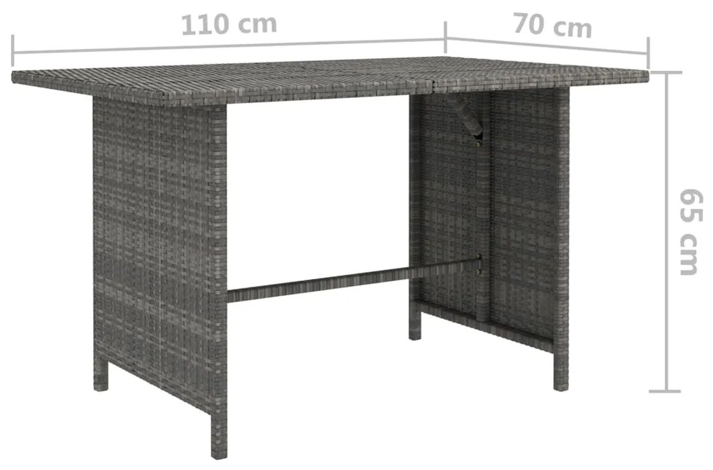 Τραπεζαρία Κήπου Γκρι 110 x 70 x 65 εκ. από Συνθετικό Ρατάν - Γκρι