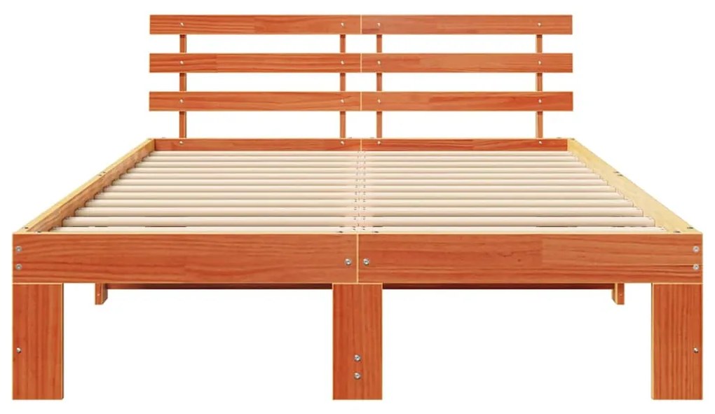 vidaXL Σκελετός Κρεβατιού Καφέ 140 x 190 cm Μασίφ ξύλο πεύκου