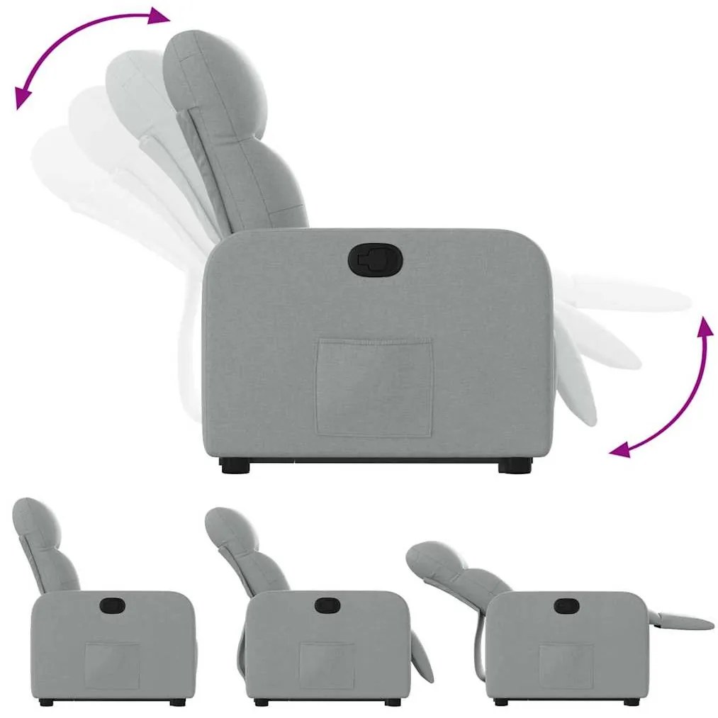 vidaXL Πολυθρόνα Ανακλινόμενη με Ανύψωση Ανοιχτό Γκρι Υφασμάτινη