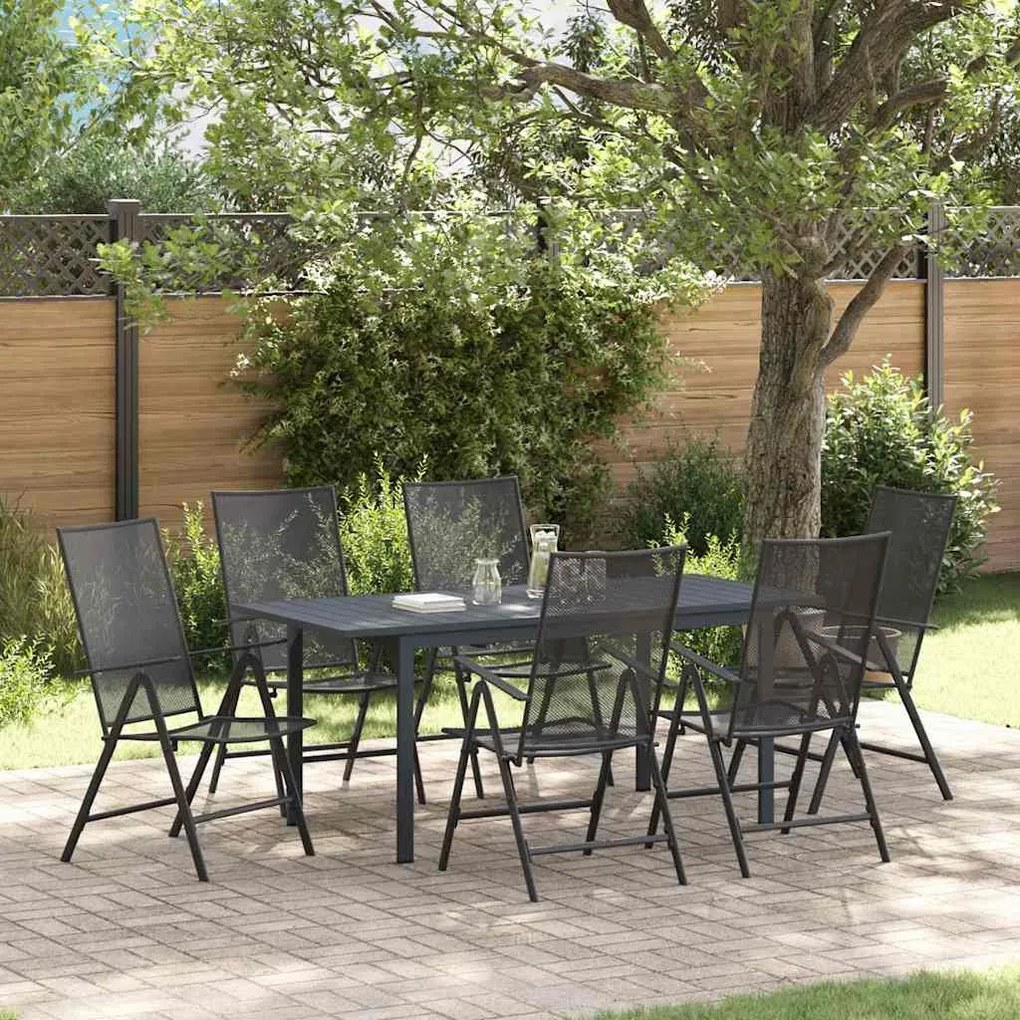 vidaXL Σέτ φαγητού για κήπο 7 pcs Ανθρακί Ατσάλι