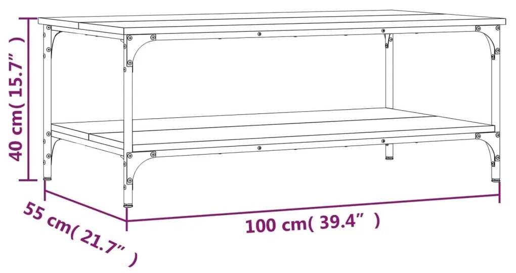 Τραπεζάκι Σαλονιού Γκρι Sonoma 100 x 55 x 40 εκ. Επεξεργ. Ξύλο - Γκρι