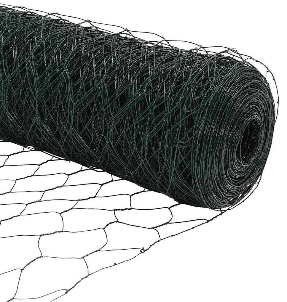 vidaXL Φράχτης Εξαγώνου Πράσινο 1,4 x 10 m PVC