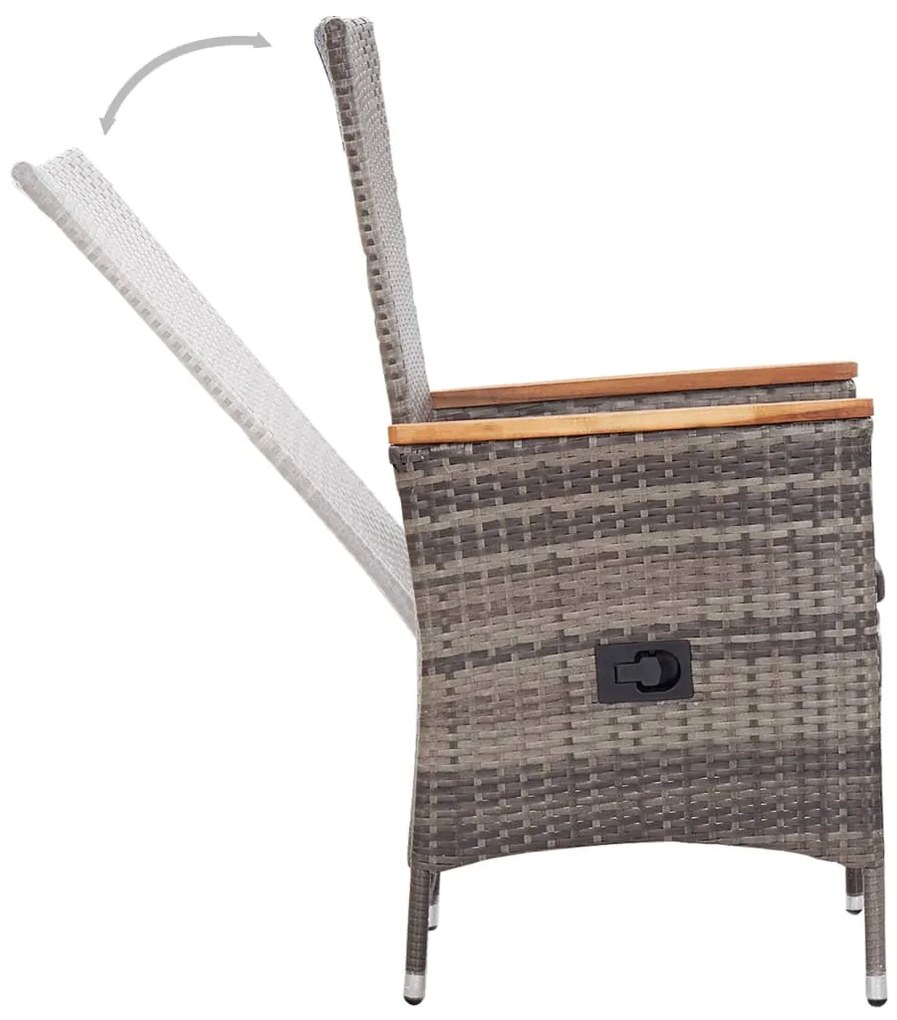 vidaXL Σετ Τραπεζαρίας Κήπου 7 Τεμαχίων Γκρι με Μαξιλάρια