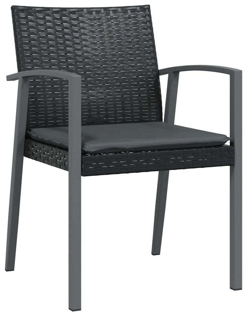 vidaXL Σετ κήπου 7 τεμαχίων  με μαξιλάρια. Μαύρο Poly Rattan.