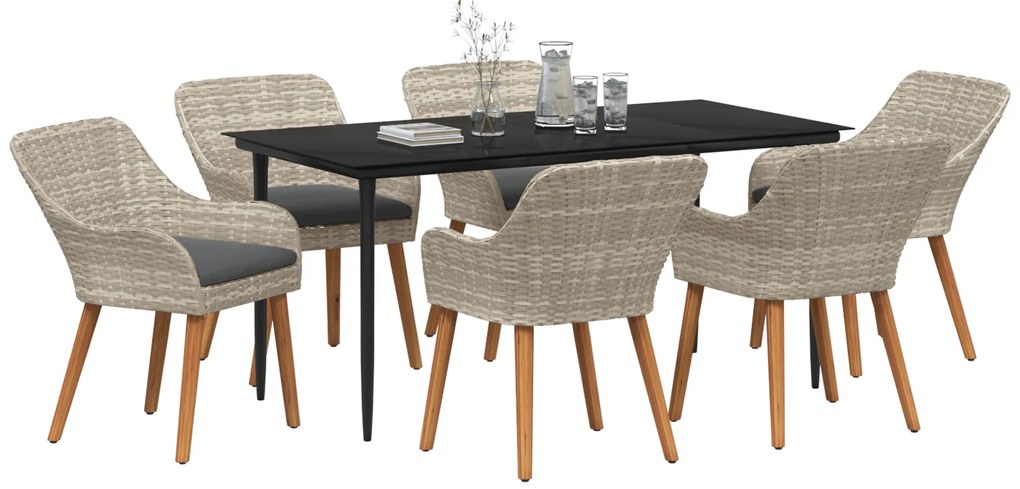vidaXL Σετ τραπεζαρίας 7 pcs Ανοιχτό γκρι και Μαύρο Large