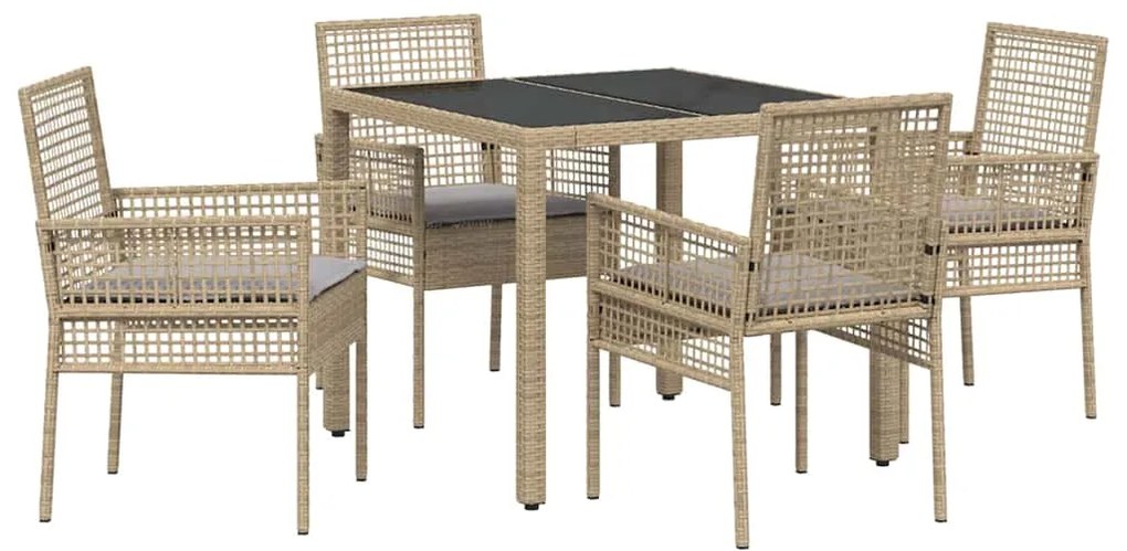 vidaXL Σέτ φαγητού για κήπο 5 pcs Μπεζ συνθετικό ρατάν