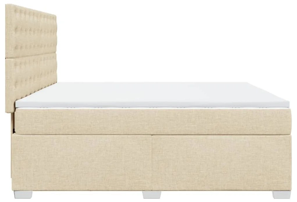 Κρεβάτι Boxspring με Στρώμα Κρεμ 180x200 εκ. Υφασμάτινο - Κρεμ