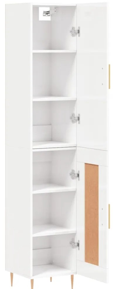 vidaXL Ντουλάπι Γυαλ. Λευκό 34,5 x 34 x 180 εκ. από Επεξεργασμένο Ξύλο