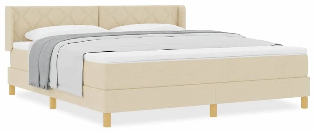 vidaXL Κρεβάτι με Ελατήρια με στρώμα Κρεμ 180 x 200 cm ύφασμα