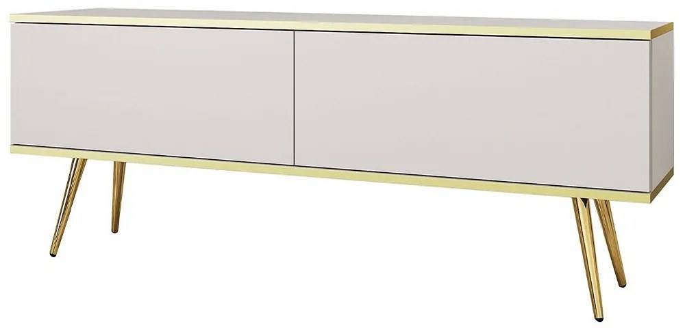 Έπιπλο Τηλεόρασης Oro STVb+GL 135x32x53cm White-Gold