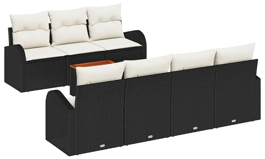vidaXL Σετ Καναπέ Κήπου 8 pcs Μαύρος, λευκός