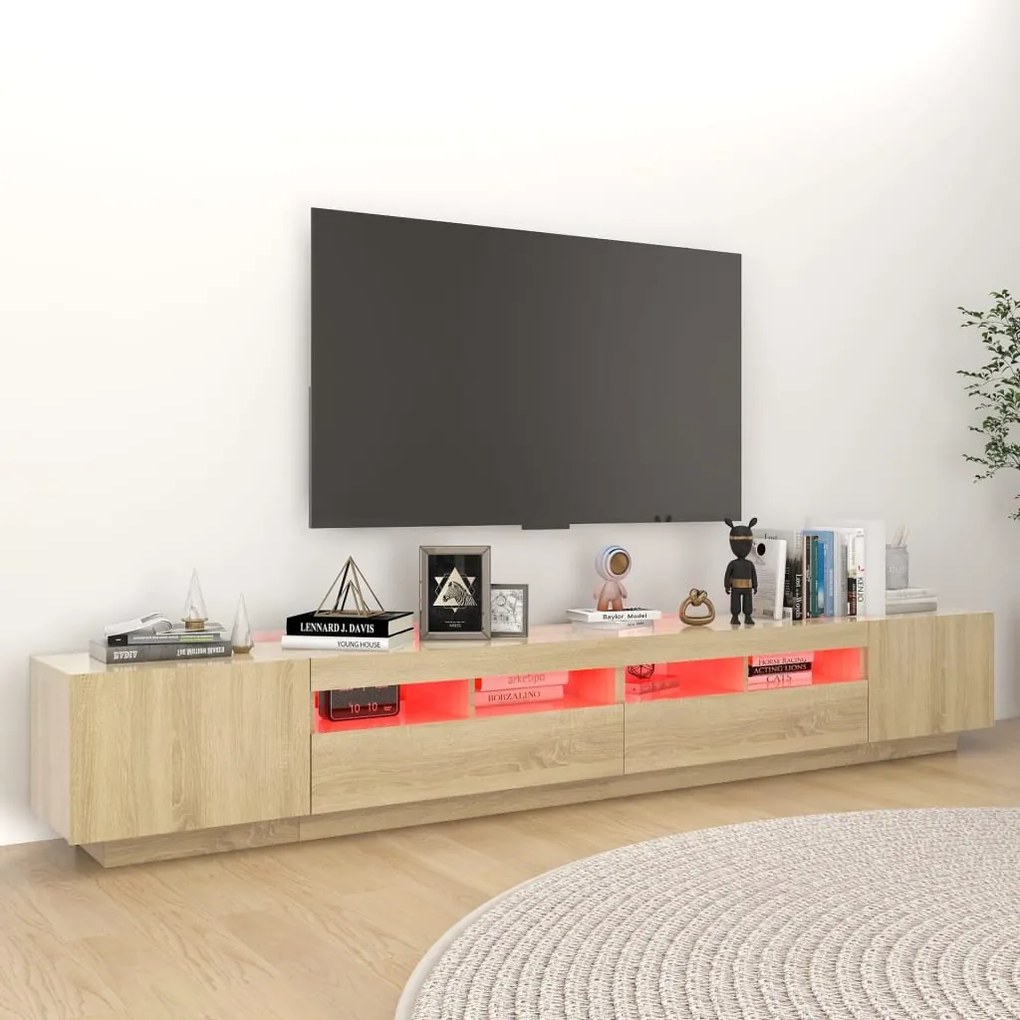 vidaXL Έπιπλο Τηλεόρασης με LED Sonoma Δρυς 260 x 35 x 40 εκ.