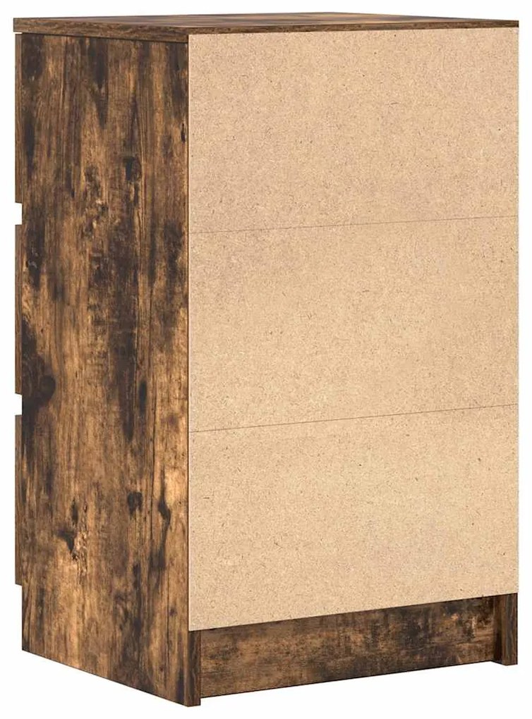 Κομοδίνο με 3 συρτάρια Καπνιστή δρυς 39x35x65 εκ. 861345