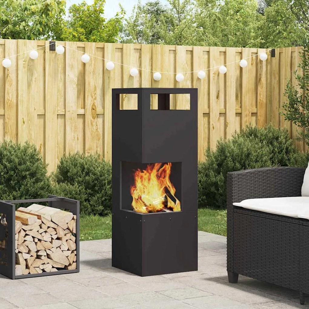 vidaXL Φωτιά Μαύρο 35 x 35 x 100 εκ Κρύα έλαση από χάλυβα