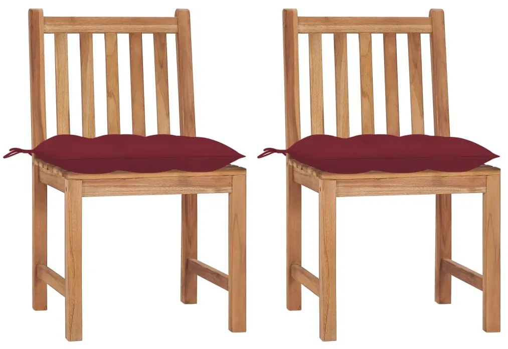 vidaXL Καρέκλες Κήπου 2 τεμ. από Μασίφ Ξύλο Teak με Μαξιλάρια