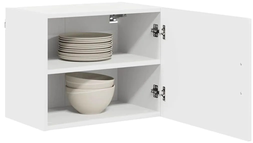 vidaXL Κρεμαστό ντουλάπι κουζίνας με ράφι 2 pcs Υψηλής γυαλάδας λευκό