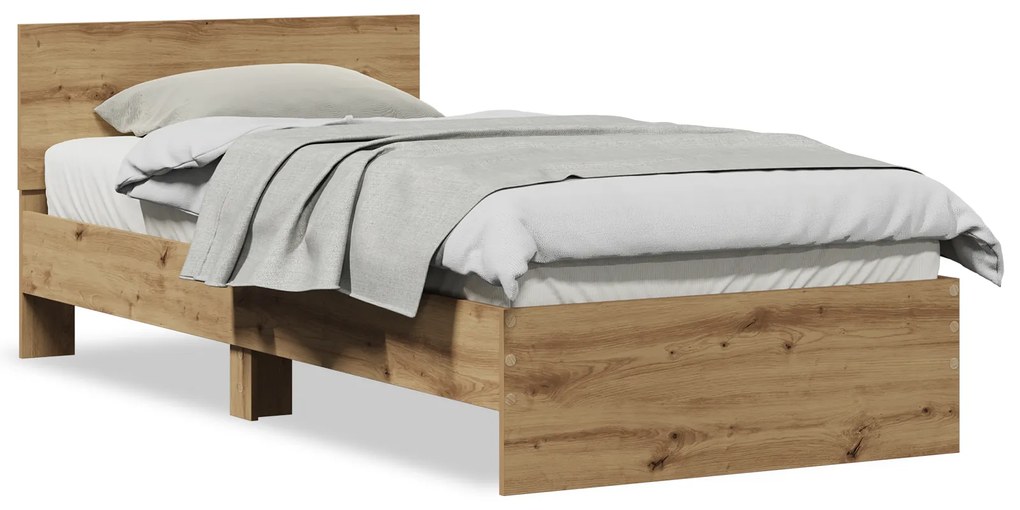 vidaXL Κρεβάτι από Τέχνη Δρυ 90x190 cm Επεξεργασμένο Ξύλο