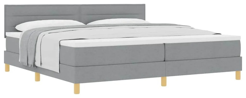 vidaXL Κρεβάτι box spring με στρώμα Ανοιχτό γκρι 200 x 200 cm ύφασμα