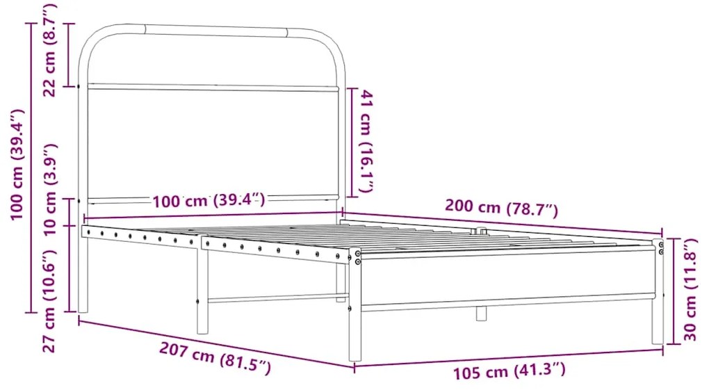 Πλαίσιο Κρεβατιού Χωρ. Στρώμα Sonoma Δρυς 100x200εκ Επ. Ξύλο - Καφέ