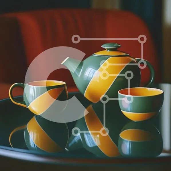 Intra Συλλεκτικό Ξύλινο Παζλ Plywood 4mm - Σετ μοντέρνα τσαγιέρα και φλιτζάνια Σε Ξύλινο Κουτί - Διαστάσεις: 10x10 cm – 25 κομμάτια