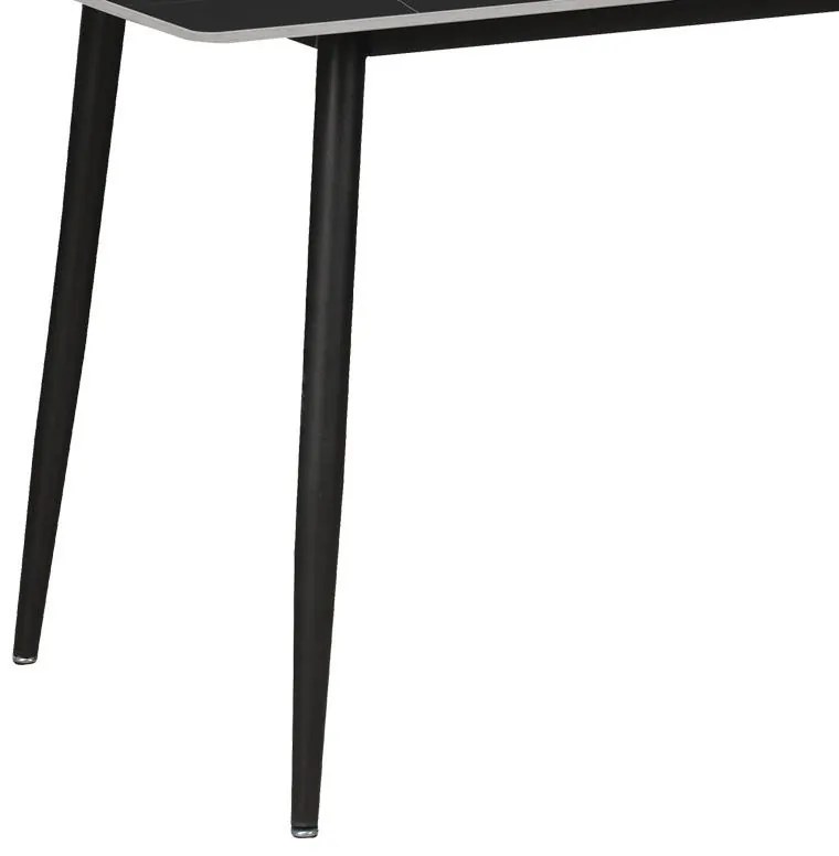 Τραπέζι Gustas μαύρο μαρμάρου sintered stone-πόδι μαύρο μέταλλο 140x80x75εκ 140x80x75 εκ.