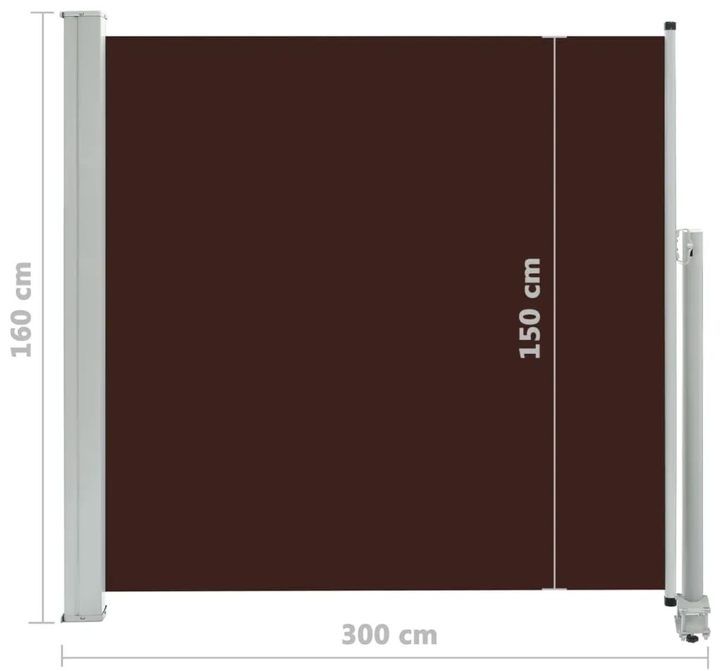 Σκίαστρο Πλαϊνό Συρόμενο Βεράντας Καφέ 160 x 300 εκ. - Καφέ