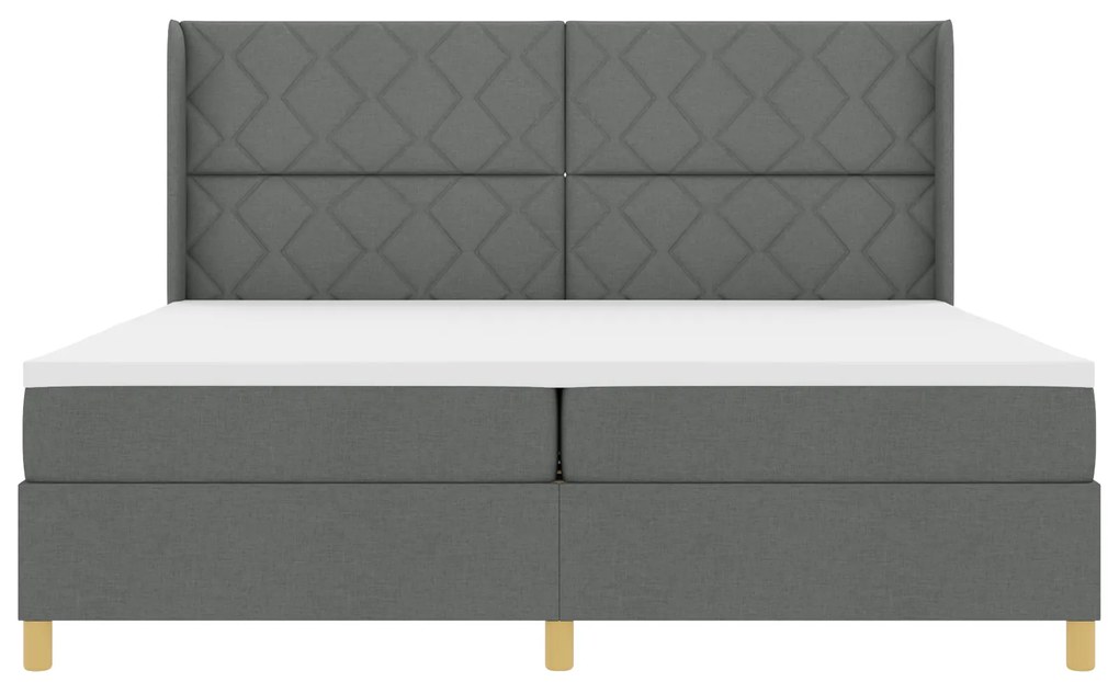 vidaXL Κρεβάτι Box Spring με στρώμα Σκούρο Γκρι 200x200 εκ Υφάσμα